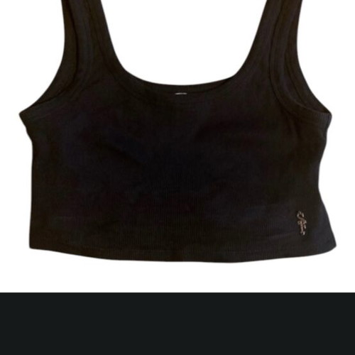 SugarFree black ribbed crop top, size S