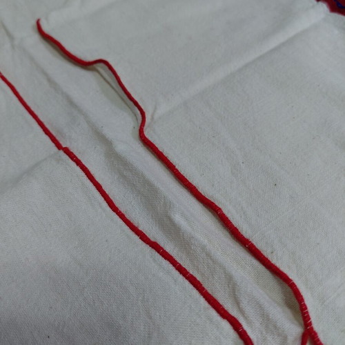 Traditional Women's Costume New White with Red Stripes