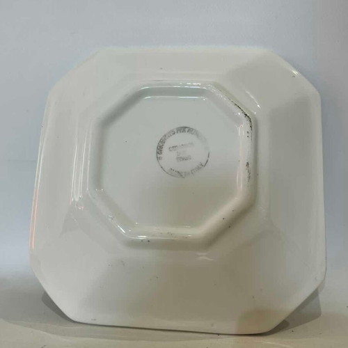 Vintage Italian ceramic serving bowl with seahorse design and marble effect used