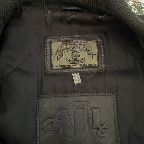 Giorgio Armani leather jacket used, size 54, needs lining and zipper repair
