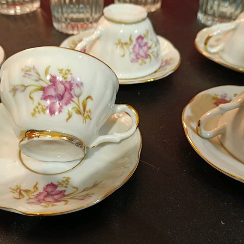 Vintage Stella Artois 5 glasses '60s and coffee set '50s, like new
