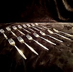 CHRISTOFLE OLYMPIC AIRWAYS SET OF 6 SILVER PLATED FORKS