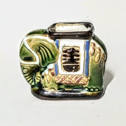Elephant figurine used, handmade vintage ceramic from South Vietnam