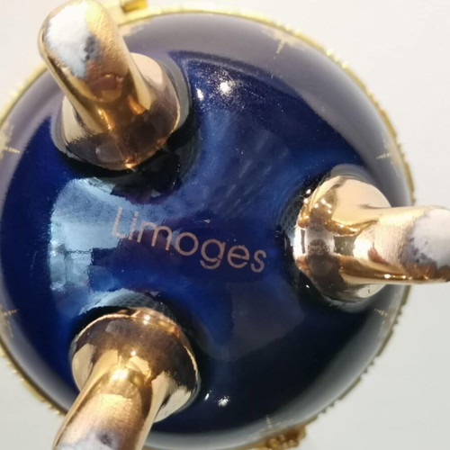 Porcelain egg used Cobalt Blue with gold designs Limoges