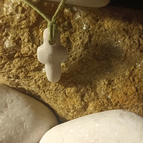 Collectible Cycladic art marble and stone cross, handmade