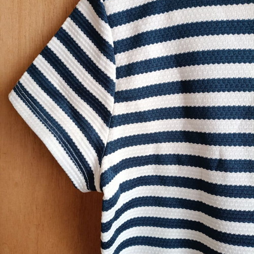Striped blouse in navy and white with zipper, like new, size S