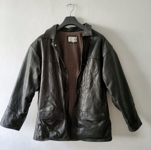 Vintage 90s genuine leather oversized button-up jacket