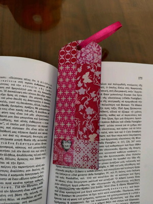 Handmade pink wooden bookmark like new