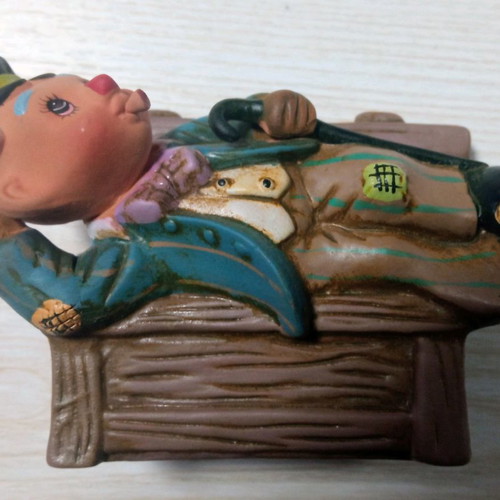 Decorative bench with ceramic clown new