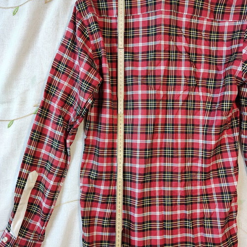 Eton men's shirt size M like new, red plaid with white club collar