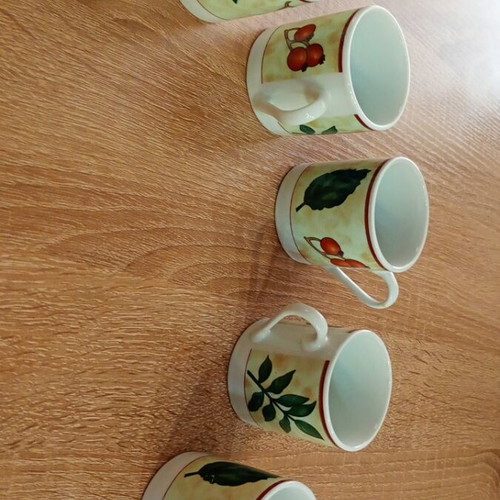 Coffee cups new, set of 5 white porcelain