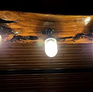 Φωτιστικό οροφής από μασίφ ξύλο ελιάς  - Χειροποίητο (Handmade luminaire from olive tree)