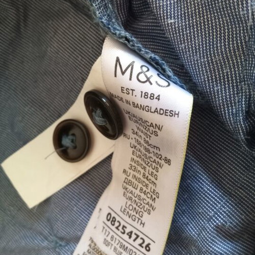 Marks and Spencer men's office pants used, turquoise, size 34
