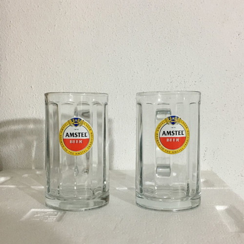 Amstel beer glass 0.3L with handle, set of 2