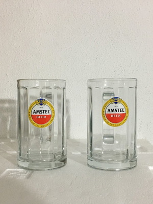Amstel beer glass 0.3L with handle, set of 2