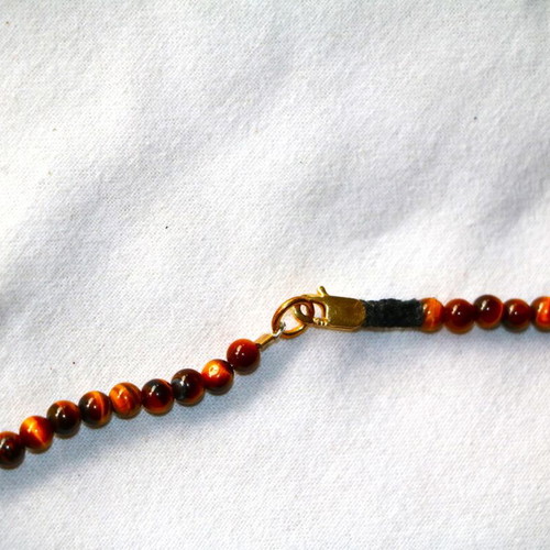 Gold necklace tiger's eye 14K 585 new with clasp Indico Jewels