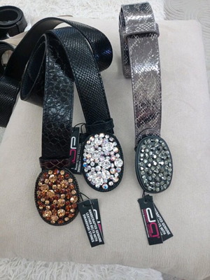 Ζώνη δέρμα Guitar Dodona καινούργια με Swarovski πέτρες μέγεθος 110