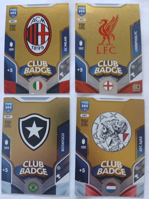 Κάρτες Panini Club Badge μεταχειρισμένες, σετ 4