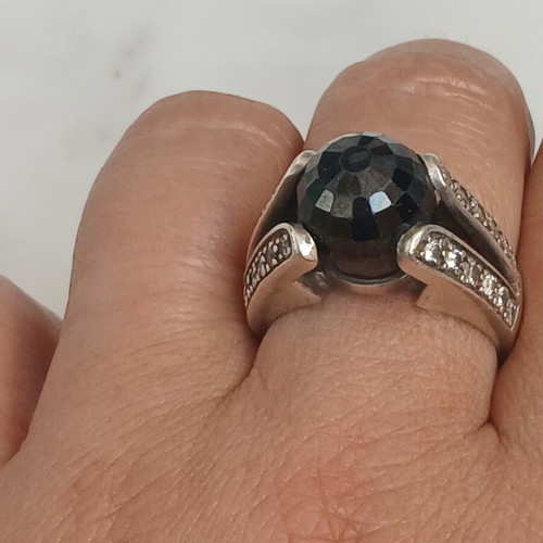 925 silver large ring with zirconia, 18.5 mm