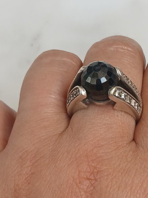 925 silver large ring with zirconia, 18.5 mm
