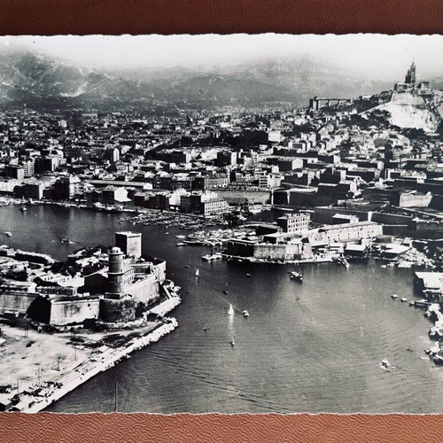 Καρτποστάλ αεροφωτογραφία 1950 παλιό λιμάνι Μασσαλίας αχρησιμοποίητη