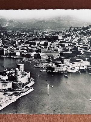 Καρτποστάλ αεροφωτογραφία 1950 παλιό λιμάνι Μασσαλίας αχρησιμοποίητη