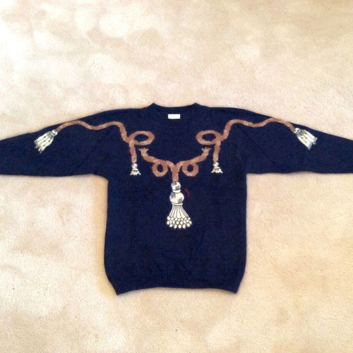 Mondì Wool & Angora Knit Sweater with Tassel Print, Size S/M