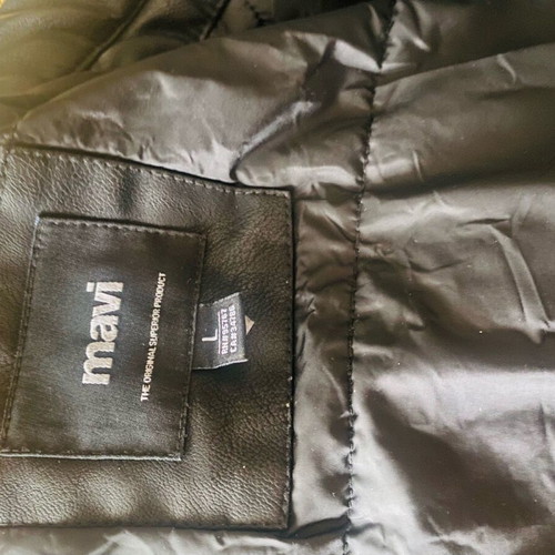Biker jacket men synthetic leather Mavi like new, size L, black