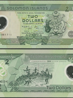 Solomon Islands 2 Dollars 2001 Polymer Commemorative Banknote New