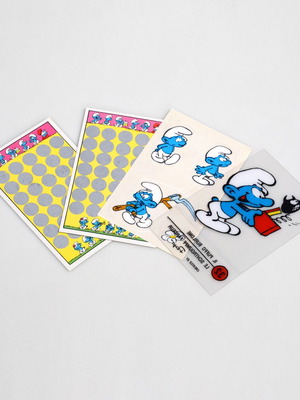 Smurfs Panini 1984 complete scratch stickers set like new