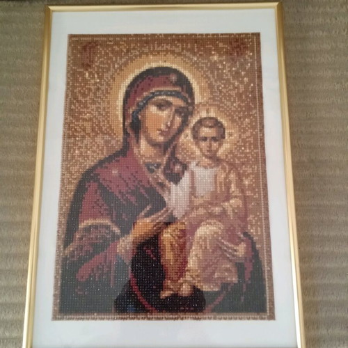 Panagia Vrefokratousa Diamond Painting with Gold Frame new
