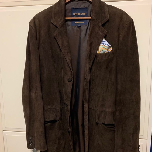 McGregor men's brown three-button suede jacket used