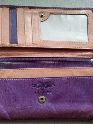 Leather wallet Safari used, purple color