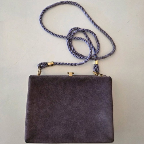 Vintage Purple Suede Evening Clutch with Rope Strap used