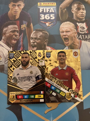 Panini Adrenalyn XL 365 2023 Momentum Benzema & Limited Edition Premium Gold Ronaldo