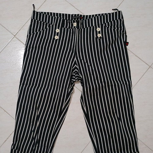 Capri pants striped used, plus size XXL-XXXL, black-white