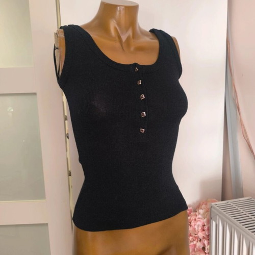 Le Vertige black knitted sleeveless top like new, subtle shine