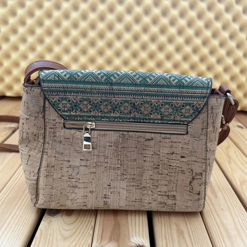 Crossbody bag used, beige and brown