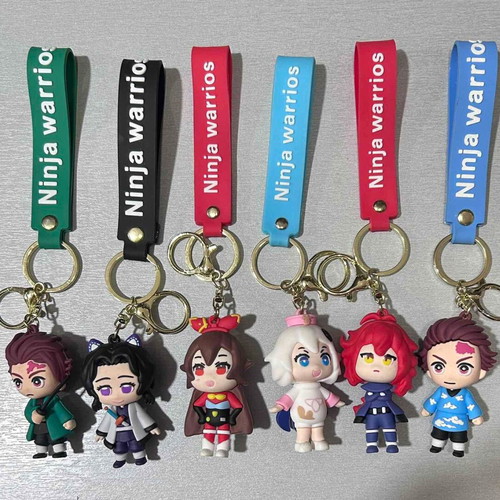 Collectible Anime Keychain Set 6 Pieces New Demon Slayer & Genshin Impact