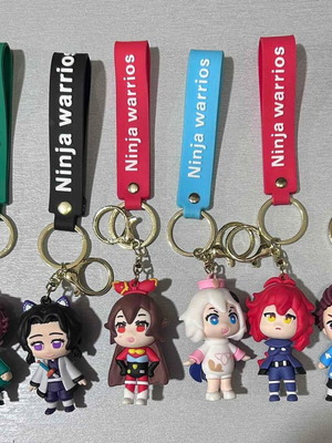 Collectible Anime Keychain Set 6 Pieces New Demon Slayer & Genshin Impact