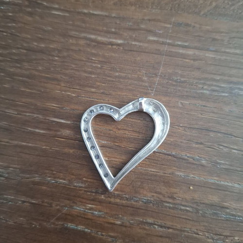 Silver heart pendant used, 925 stamp
