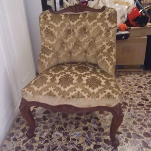 Antique living room set used from 1950 with marble tables and carved wooden frame