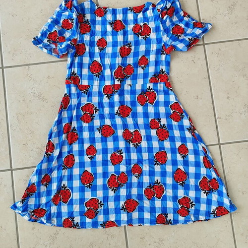 Next girls dress size 11 like new blue check with strawberries