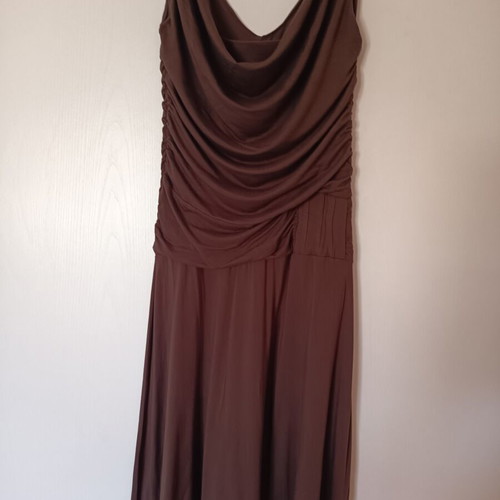 Brown sleeveless dress size 3 with draped neckline