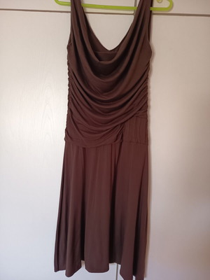 Brown sleeveless dress size 3 with draped neckline