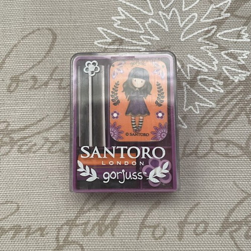 Santoro Gorjuss stationery set with notebook, stamp, erasers, bookmark