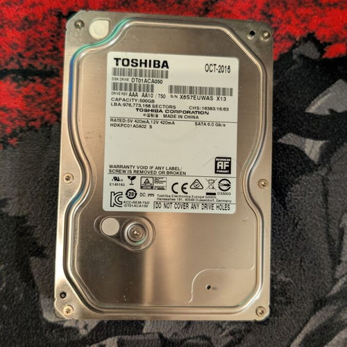 Toshiba 500GB hard drive