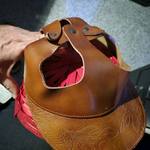 Handmade leather visor hat new, brown, size L