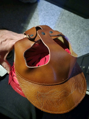 Handmade leather visor hat new, brown, size L