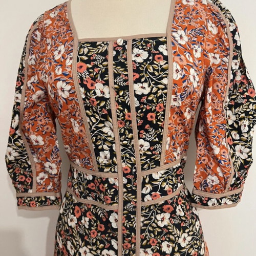 Glamorous floral midi dress new, cotton, black and orange